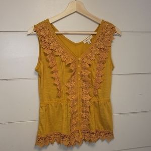 Merigold Crochet Lace Ruffled Tank Top